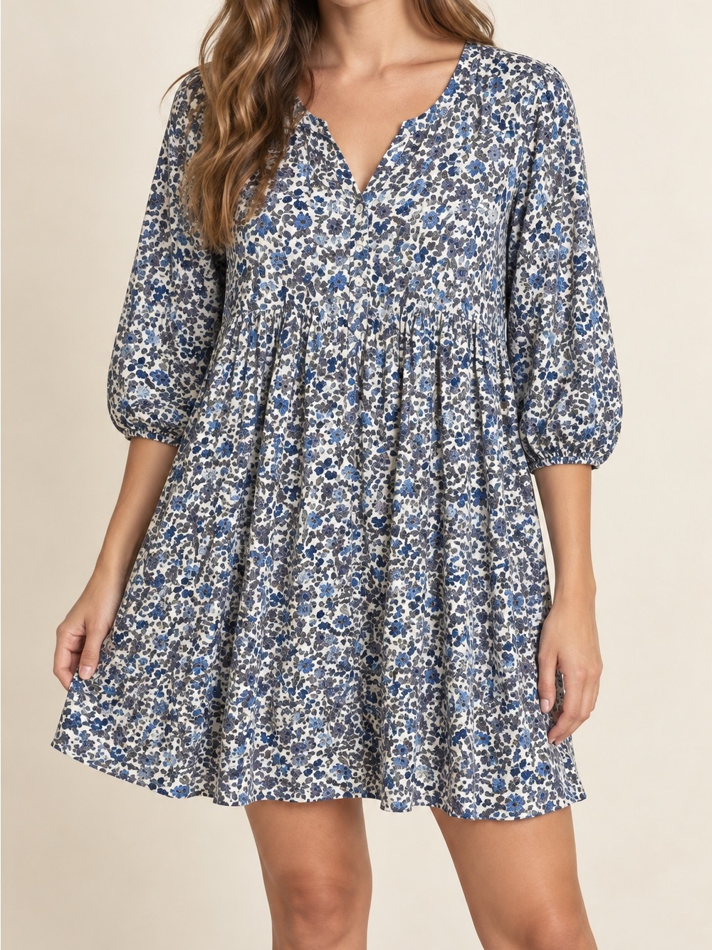 Grace Holiday Floral Tunic Mini Dress Sz. M